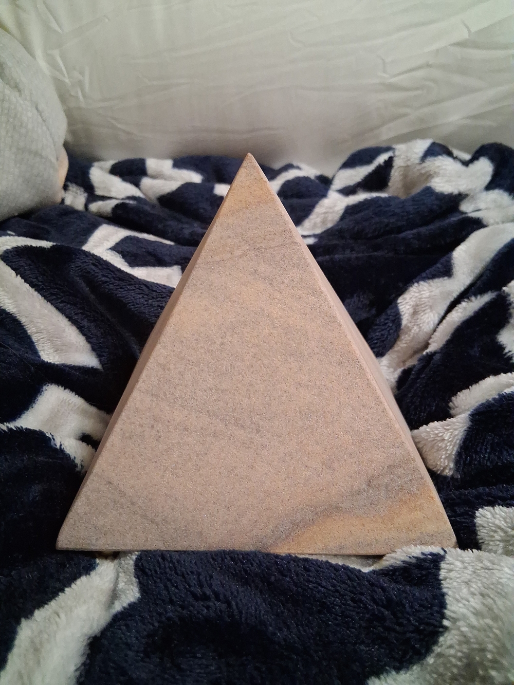 Opalhouse Decorative Figurine Pyramid Base in Natural Wood Tones with Gold Feet